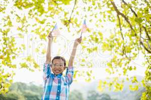 Girl holding an American flag