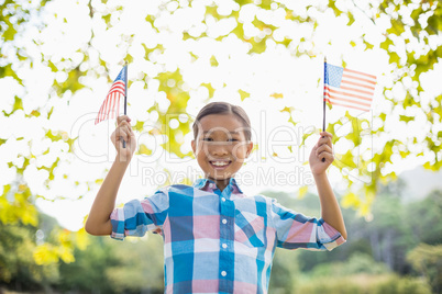 Girl holding an American flag