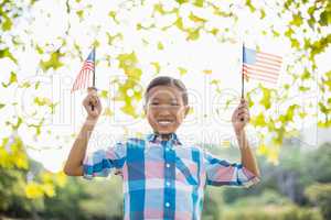 Girl holding an American flag