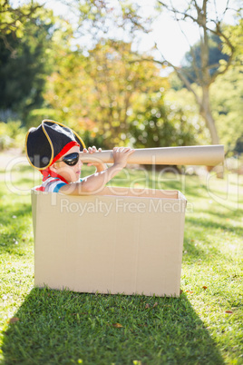 Boy pretending to be a pirate