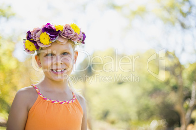 Portrait of girl smiling in park