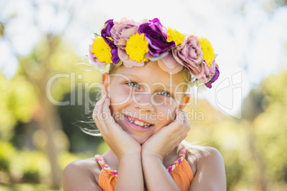 Portrait of girl smiling in park