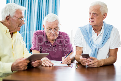 Senior men spending time together