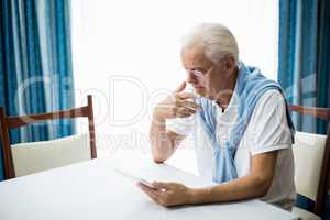 Senior using a tablet