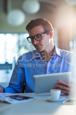 Man using digital tablet