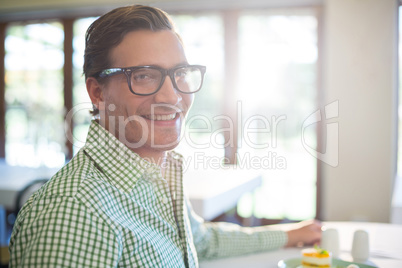 Portrait of smiling man having a lunch