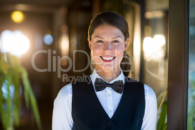 Portrait of smiling waitress