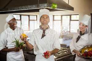 Chef playing with vegetables