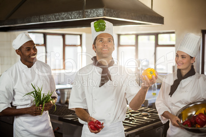 Chef playing with vegetables