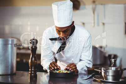 Chef preparing a salad