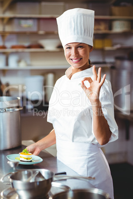 Portrait of happy chef making ok sign