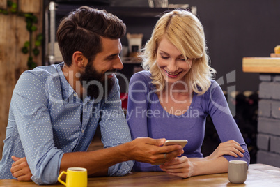 Couple using a smartphone