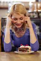 Customer with a cake alone