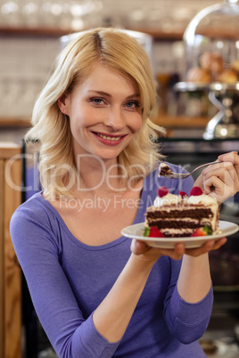 Customer with a cake alone