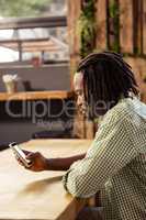 Hipster using a smartphone