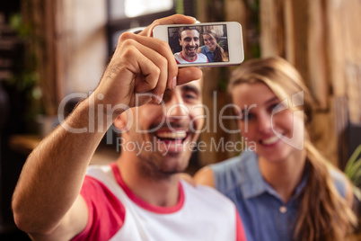 Funny couple taking a selfie