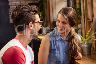 Smiling couple talking