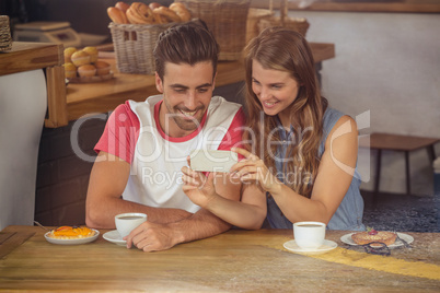 Couple using a smartphone