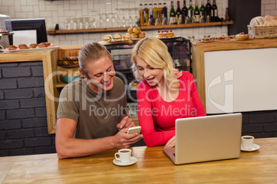 Couple using technology