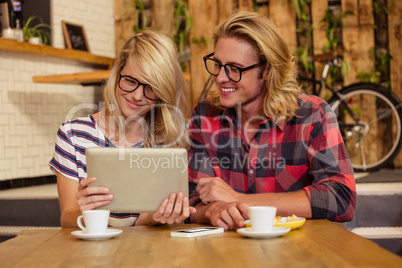 Couple using a tablet