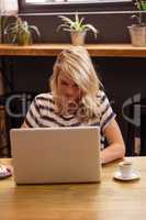 Woman using a laptop sitting on a desk