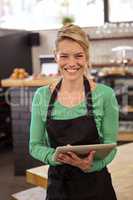 Waitress using a tablet