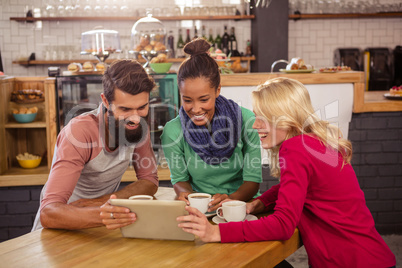 Friends using a tablet