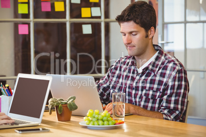 Businessman using laptop