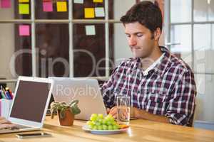 Businessman using laptop