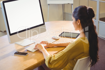 Business woman working alone