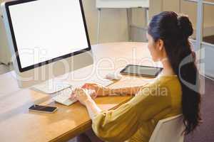 Business woman working alone