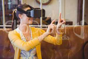 Business woman using 3D glasses