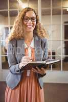 Business woman holding a book