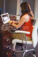 Business woman working alone