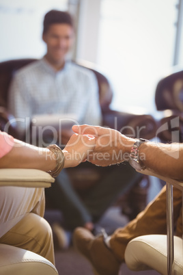 focus on hands with couple