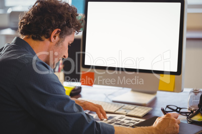 Business man working on his office