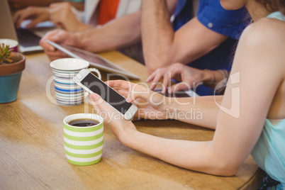 Focus on hands with smartphone