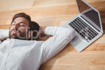 Business man lying on the floor