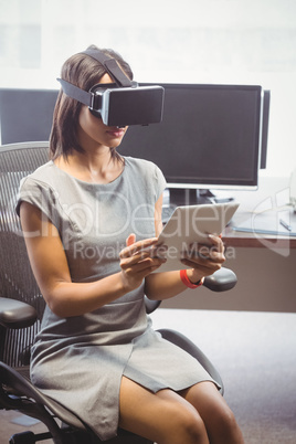 Business woman using 3D glasses