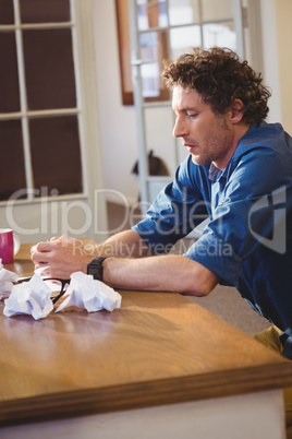 Thoughtful businessman working