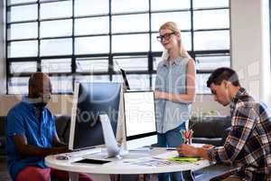 Business team working on computer