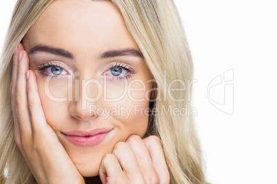 Smiling beautiful woman posing with natural makeup