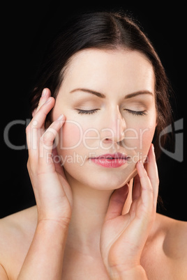 Beautiful woman posing with natural makeup