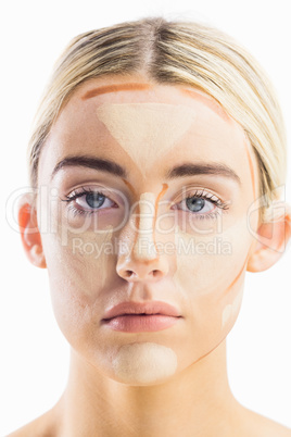 Portrait of woman with contouring makeup