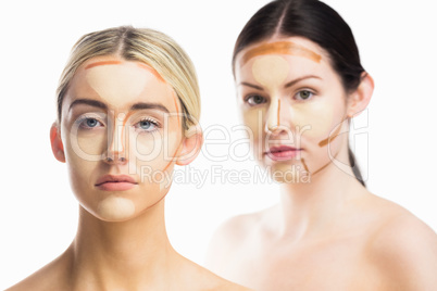 Portrait of women with contouring makeup