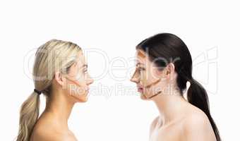 Portrait of women with contouring makeup