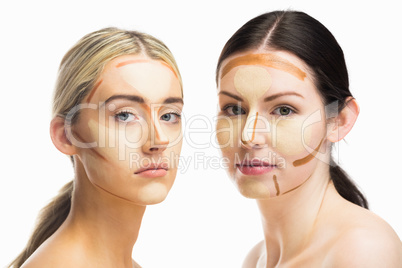 Portrait of women with contouring makeup