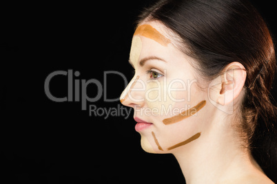 Portrait of woman with contouring makeup