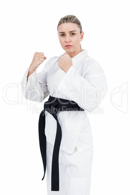 Female athlete posing in kimono