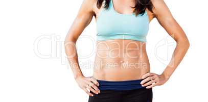 Portrait of sportswoman chest is posing